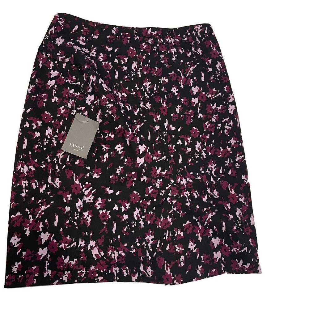 NWT STITCH FIX Lysse Black & Purple Pull On Charity Pencil Skirt Medium Business